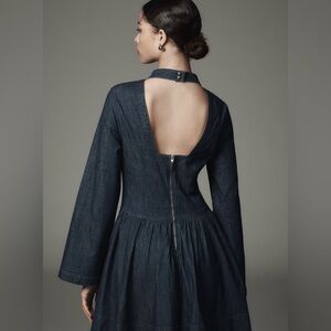 Long Sleeved Denim Drop-Waist Mini Dress from anthropologie